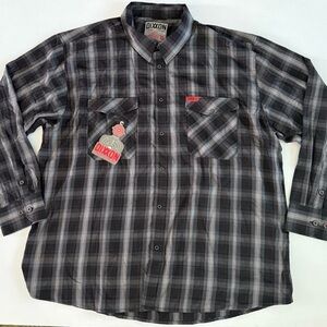 Dixxon Flannel Co Shirt Mens 5XL‎  The Crosshair Black Gray Plaid Bamboo
